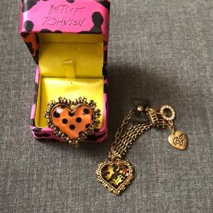 Betsey Johnson leopard print heart bracelet/ring